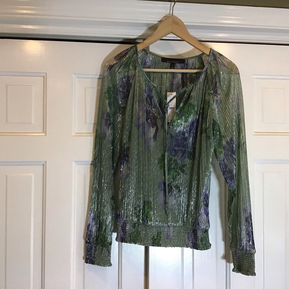 NWT White House B. M. Ethereal Sheer Metallic Top Sz S Fairy Whimsical Goth Edgy